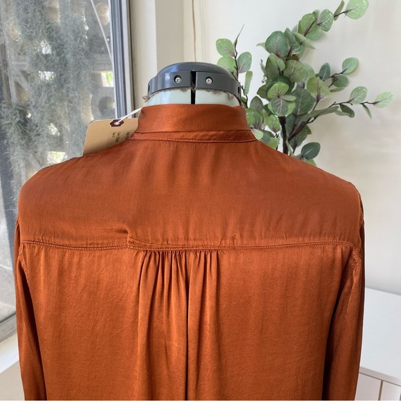 Raquel Allegra “Lauren” Blouse, Cognac, Size S, NWT Sample - Picture 7 of 10